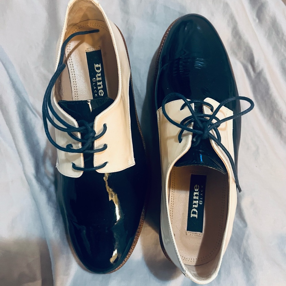 Women’s Dune navy and tan patent leather Shoes